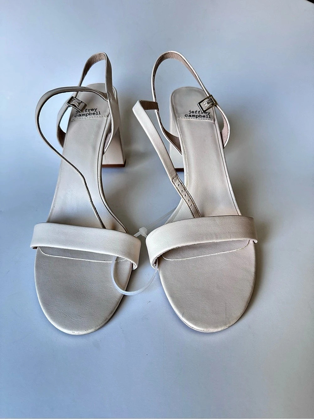 Jeffrey Campbell Adapt Slingback Sandal White Block Heels